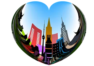 Heart Shaped City Skyline PNG Image