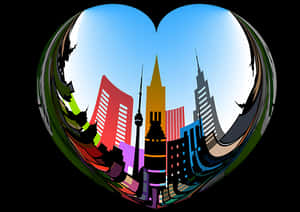 Heart Shaped City Skyline PNG image with transparent background