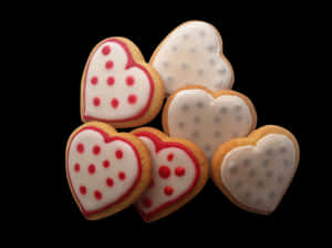 Heart Shaped Decorated Cookies PNG image with transparent background