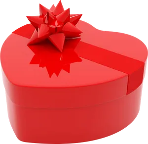 Heart Shaped Gift Box With Bow PNG Image