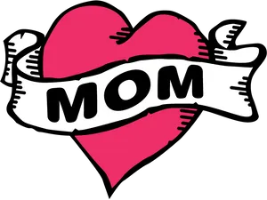 Heart Shaped Mom Tattoo Design PNG Image