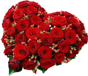 Heart Shaped Red Rose Bouquet PNG Image