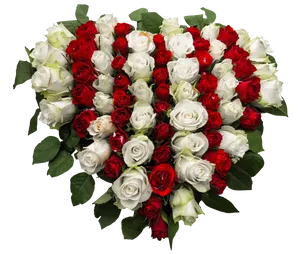 Heart Shaped Red White Rose Bouquet PNG Image