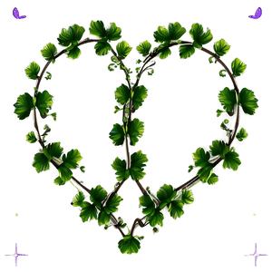 Heart Shaped Vine Leaves PNG image with transparent background