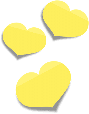 Heart Shaped Yellow Sticky Notes PNG image with transparent background