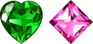 Heartand Diamond Shaped Gems PNG Image