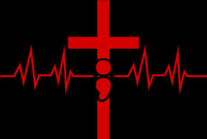 Heartbeat Cross Design PNG image with transparent background