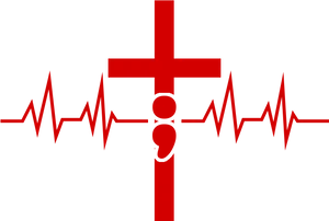 Heartbeat Cross Design PNG Image