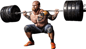 Heavy Barbell Squat Tattooed Athlete.png PNG image with transparent background