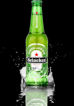 Heineken Bottle Splash PNG image with transparent background