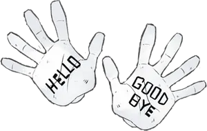 Hello Goodbye Hands Illustration PNG Image