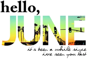 Hello June Sunset Palm Trees PNG Image