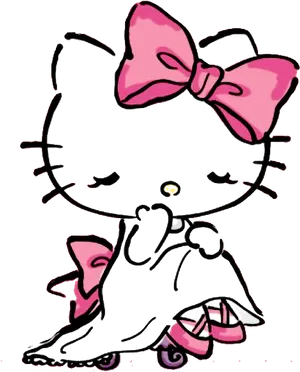 Hello Kitty Black Silhouettewith Pink Bow PNG Image