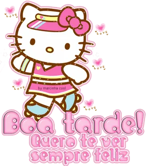 Hello Kitty Boa Tarde Wish PNG Image