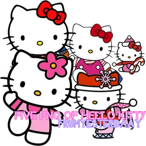 Hello Kitty Characters Compilation PNG Image