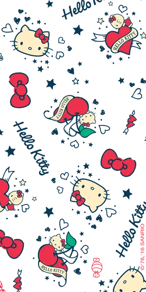 Hello Kitty Pattern Wallpaper PNG Image