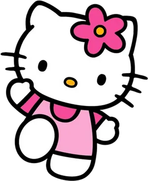 Hello Kitty Pink Outfit Flower PNG Image