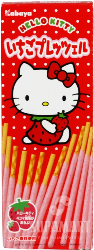 Hello Kitty Strawberry Pocky Packaging PNG Image