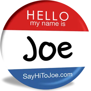 Hello My Name Is Joe Badge PNG Image