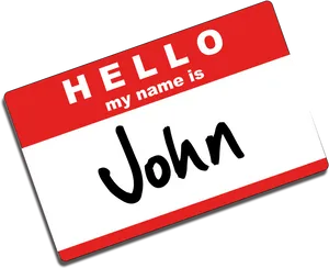 Hello My Name Is John Name Tag PNG Image