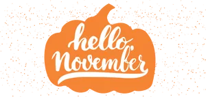 Hello November Pumpkin Graphic PNG Image