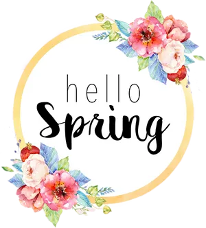 Hello Spring Floral Greeting PNG Image