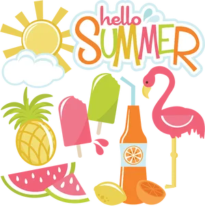 Hello Summer Clipart Illustration PNG Image