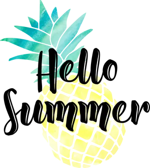 Hello Summer Pineapple Clipart PNG Image