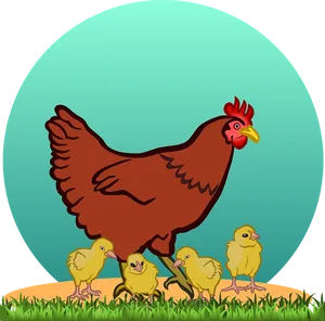 Henand Chicks Illustration PNG Image