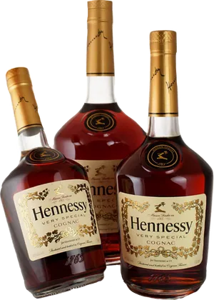 Hennessy Cognac Bottles Display PNG Image