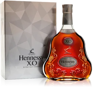 Hennessy X O Cognac Bottle With Box PNG Image