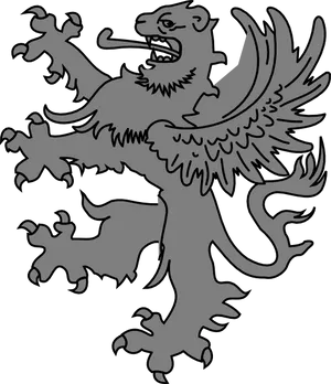 Heraldic_ Black_ Lion_ Rampant PNG Image