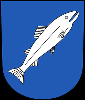Heraldic Fishon Blue Shield PNG image with transparent background
