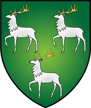 Heraldic Shieldwith Three Stags PNG Image