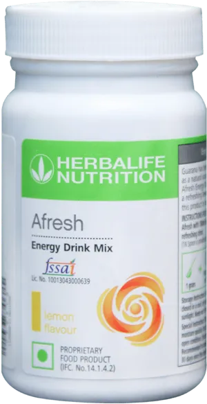 Herbalife Afresh Lemon Flavor Energy Drink Mix PNG Image