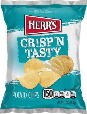 Herrs Crispand Tasty Potato Chips Bag PNG image with transparent background
