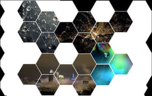 Hexagonal Collageof Diverse Images PNG image with transparent background