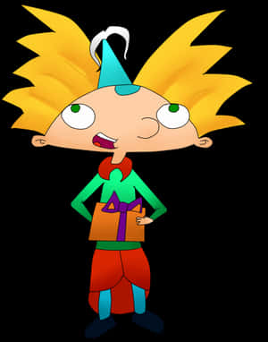 Hey Arnold Character Birthday Hat PNG image with transparent background
