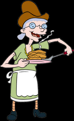 Hey Arnold Character Serving Pancakes PNG image with transparent background