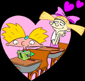 Hey Arnold Helga Admiring Arnold PNG image with transparent background