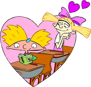 Hey Arnold Helga Admiring Arnold PNG Image