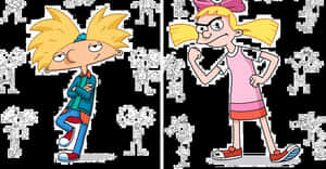 Hey Arnoldand Helga Cartoon Characters PNG image with transparent background