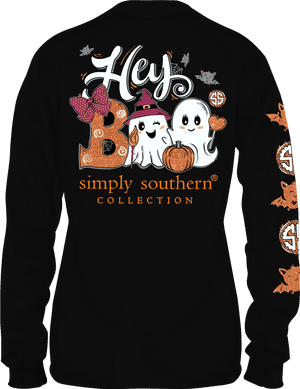 Hey Boo Simply Southern Halloween Shirt PNG image with transparent background