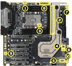 High End Motherboard E V G A S R X Dark PNG Image