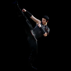 High Kick Warrior Action Pose PNG image with transparent background
