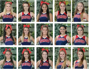 High School Cheerleading Team Portraits PNG Image