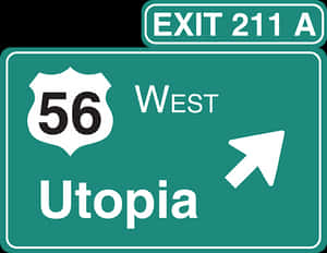 Highway Exit Sign Utopia56 West PNG image with transparent background