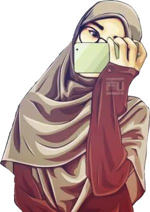 Hijab Wearing Woman With Mask PNG Image