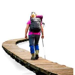 Hiker On Trail Bridge Png Ihi PNG Image