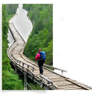 Hiker On Trail Bridge Png Nsh PNG Image